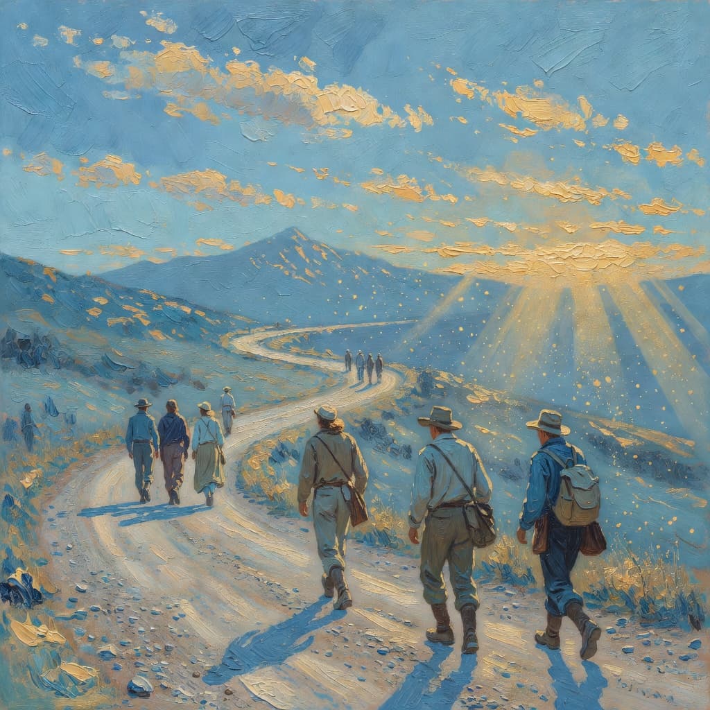 Impressionist oil painting of a serene celestial scene with open Bible and golden light, Sacred palette