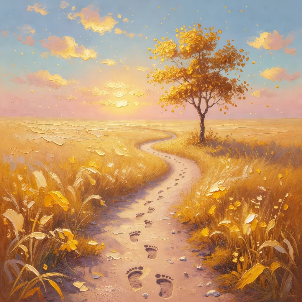 Impressionist oil painting of a serene celestial scene with open Bible and golden light, Sacred palette