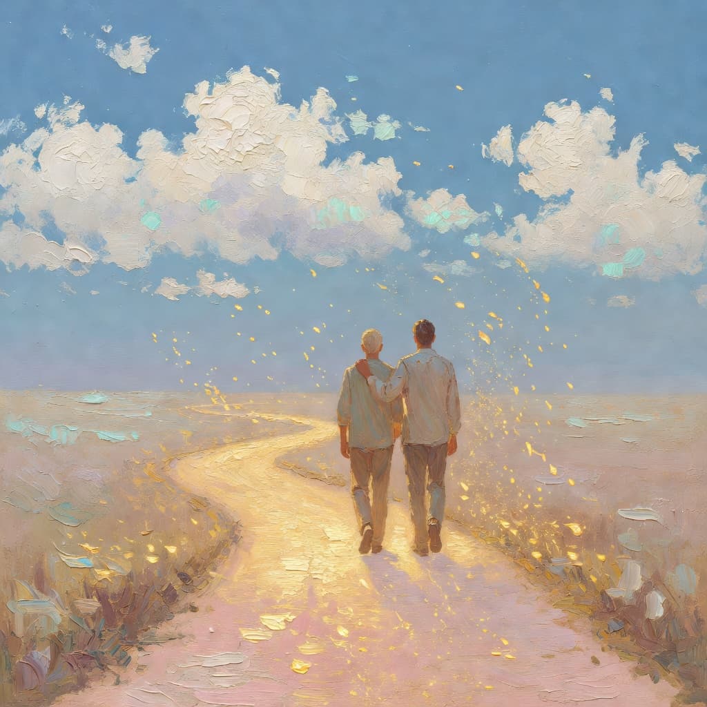Impressionist oil painting of prayer and divine light in Sacred style