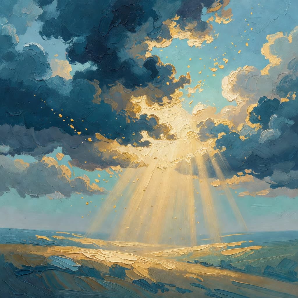 Impressionist oil painting of a serene scene related to problemas financieros, Sacred palette