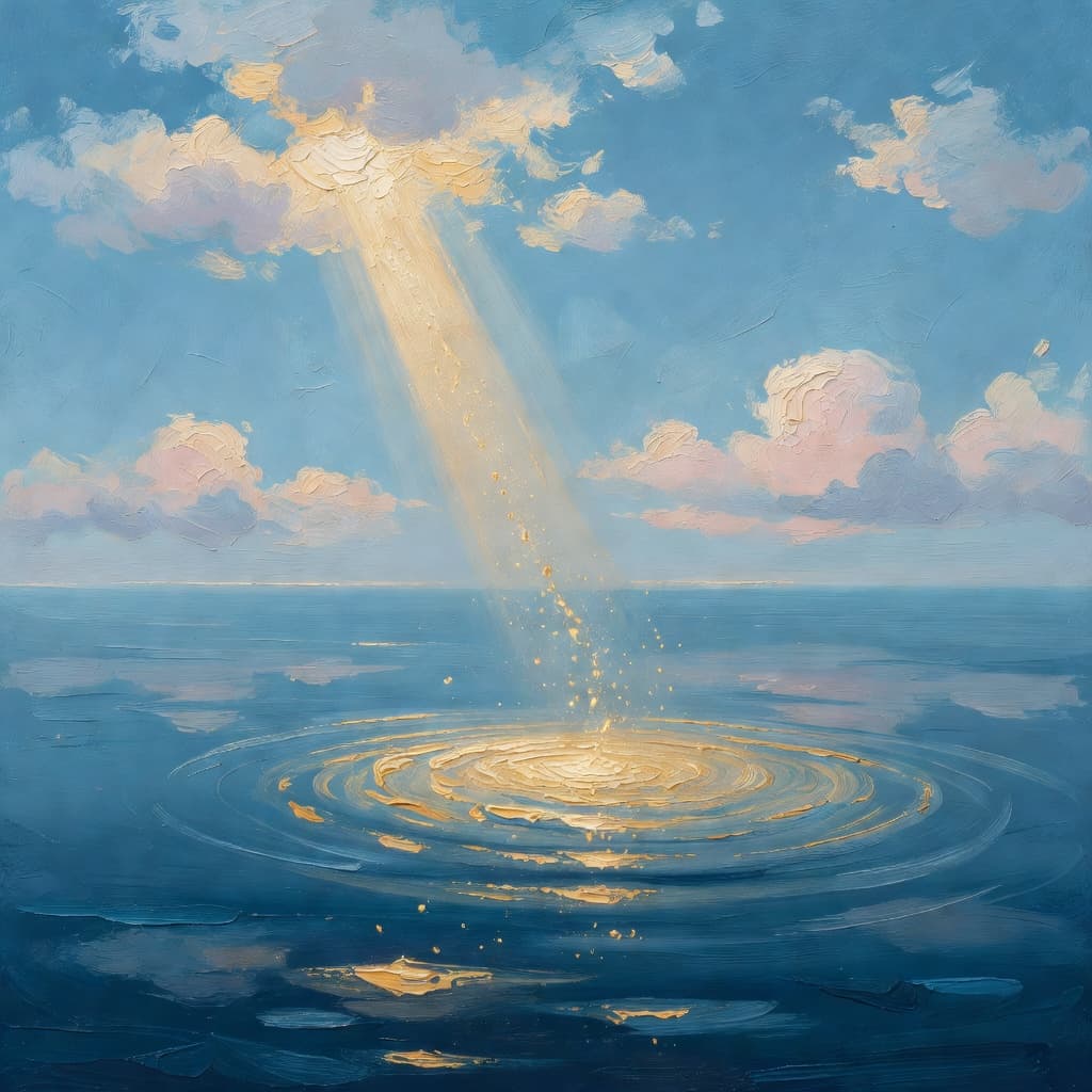 Impressionist oil painting of a serene scene related to healing, Sacred palette