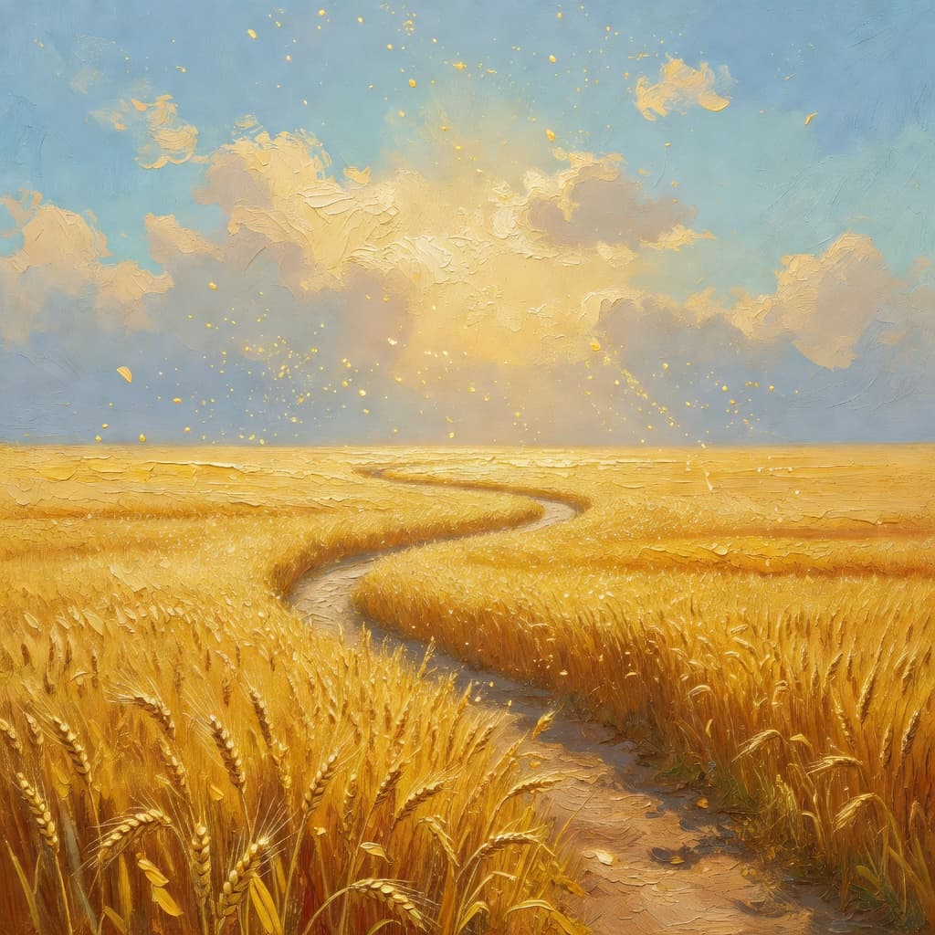 Impressionist oil painting of a serene scene related to la pérdida de empleo, Sacred palette