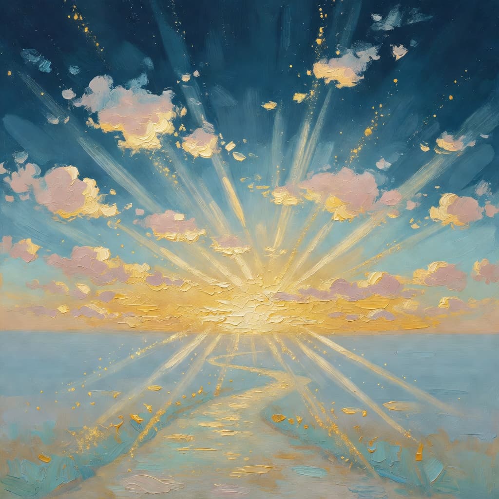 Impressionist oil painting of a sacred scene representing prayer for Año Nuevo