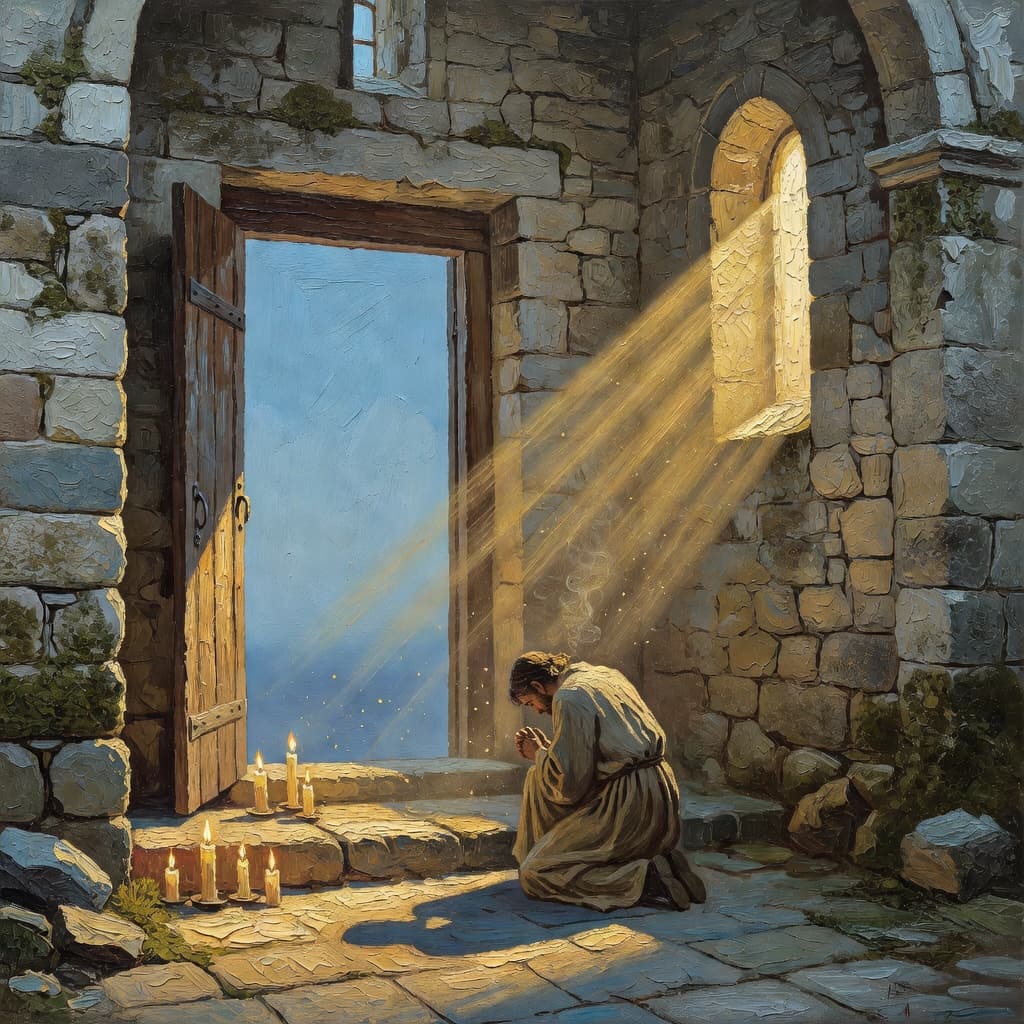 A person praying with hands clasped, symbolizing repentance and spiritual reflection