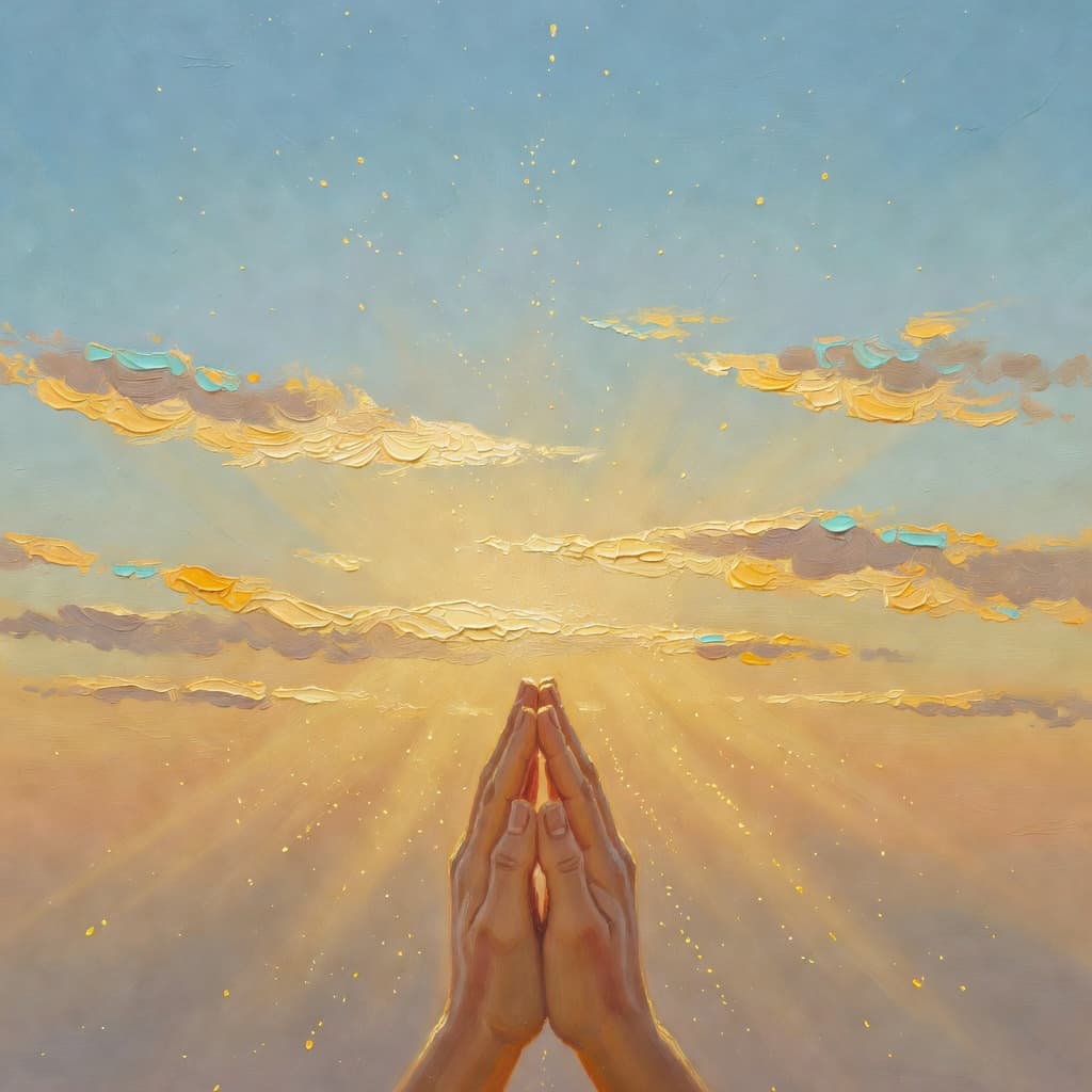 Impressionist oil painting of a serene scene related to a manhã, Sacred palette