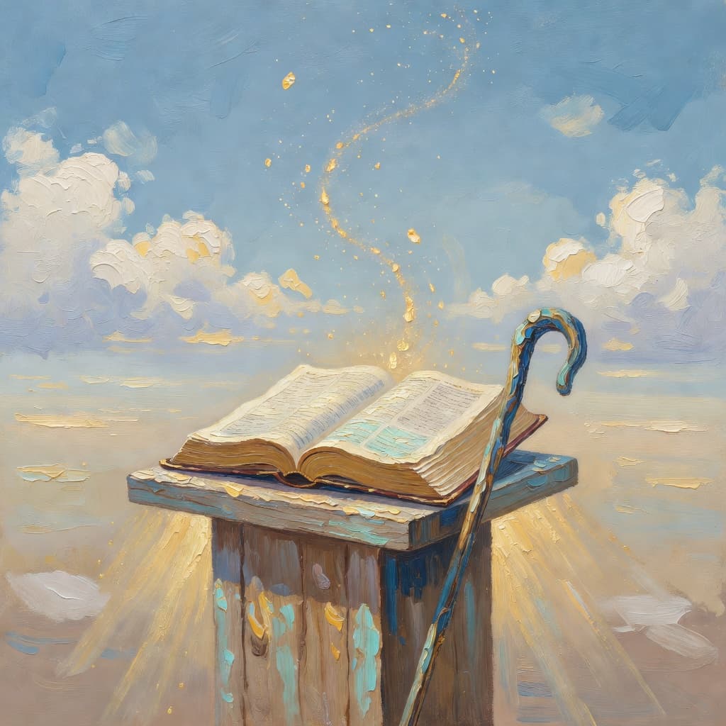 Impressionist oil painting of prayer and divine light in Sacred style