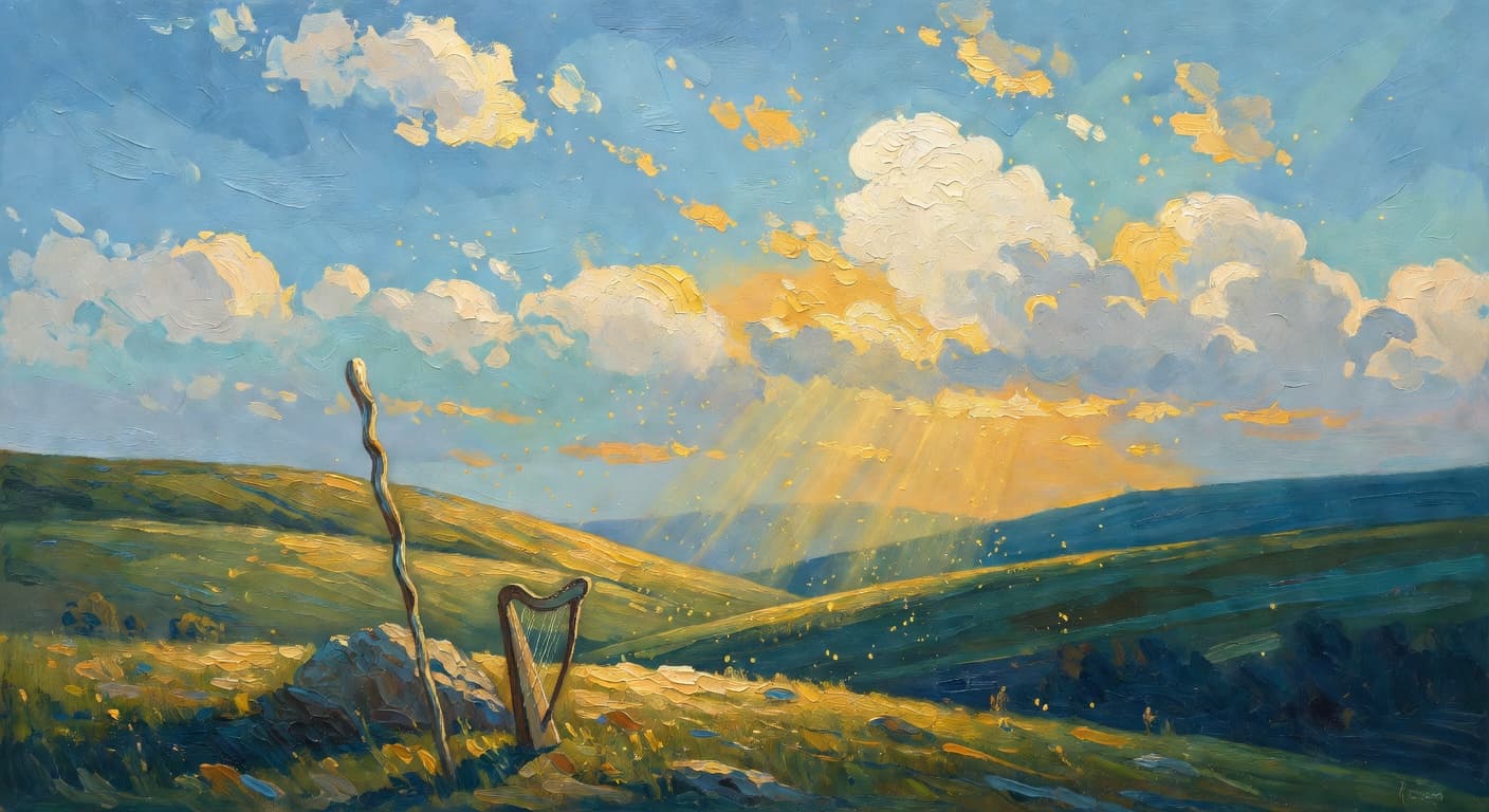 Impressionist oil painting representing the biblical story of David