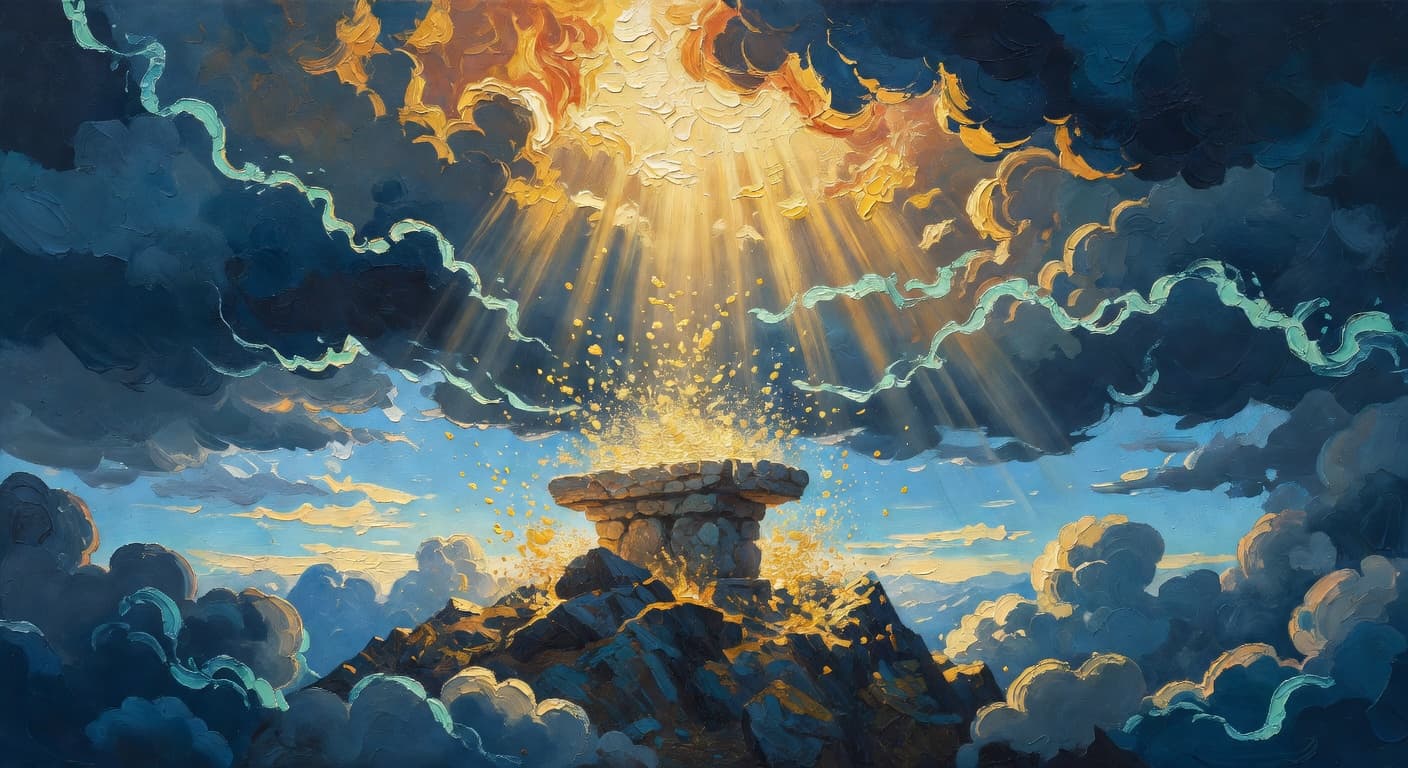 Impressionist oil painting representing the biblical story of Elijah