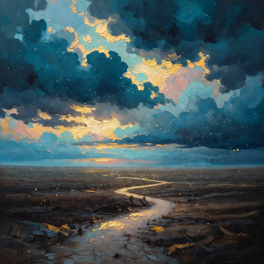 Impressionist oil painting about Mary Magdalene with golden light and sacred clouds