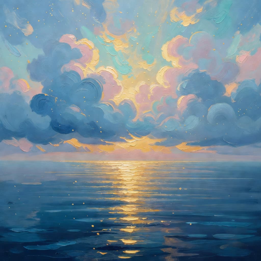 Impressionist oil painting representing nehemiah with golden light, sacred clouds, and a hopeful biblical atmosphere