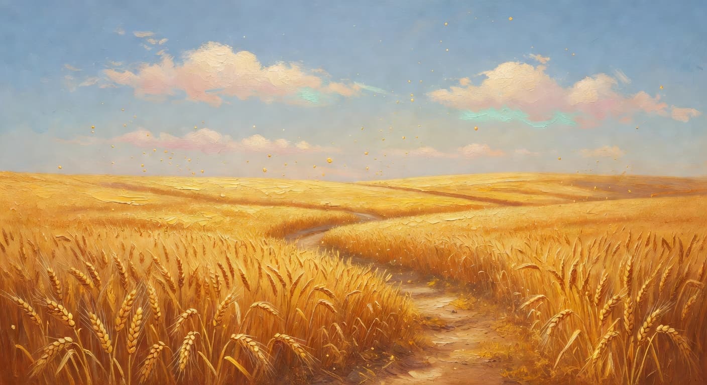 Impressionist oil painting representing the biblical story of Ruth