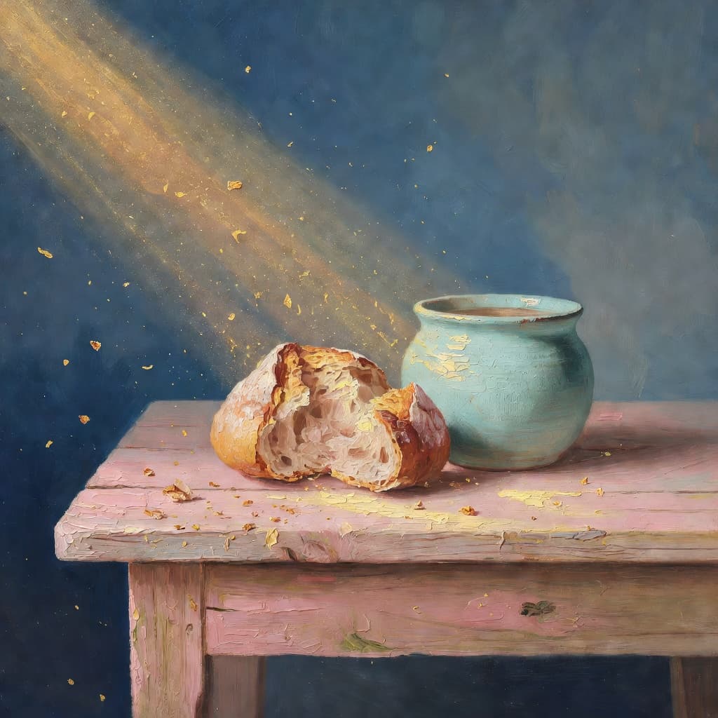 Impressionist oil painting representing o amor de deus with golden light and celestial sky