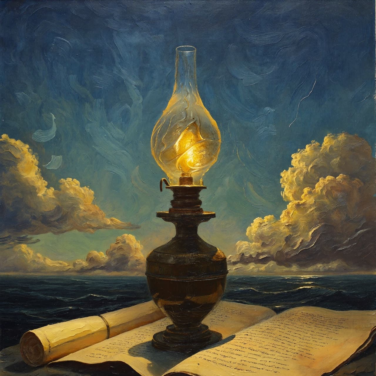 Impressionist oil painting about The Most Powerful Verses About Wisdom with golden light and sacred clouds