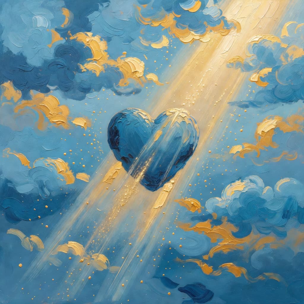 Pintura impresionista al óleo de una escena serena relacionada con oracion de arrepentimiento en cuaresma, paleta Sacred