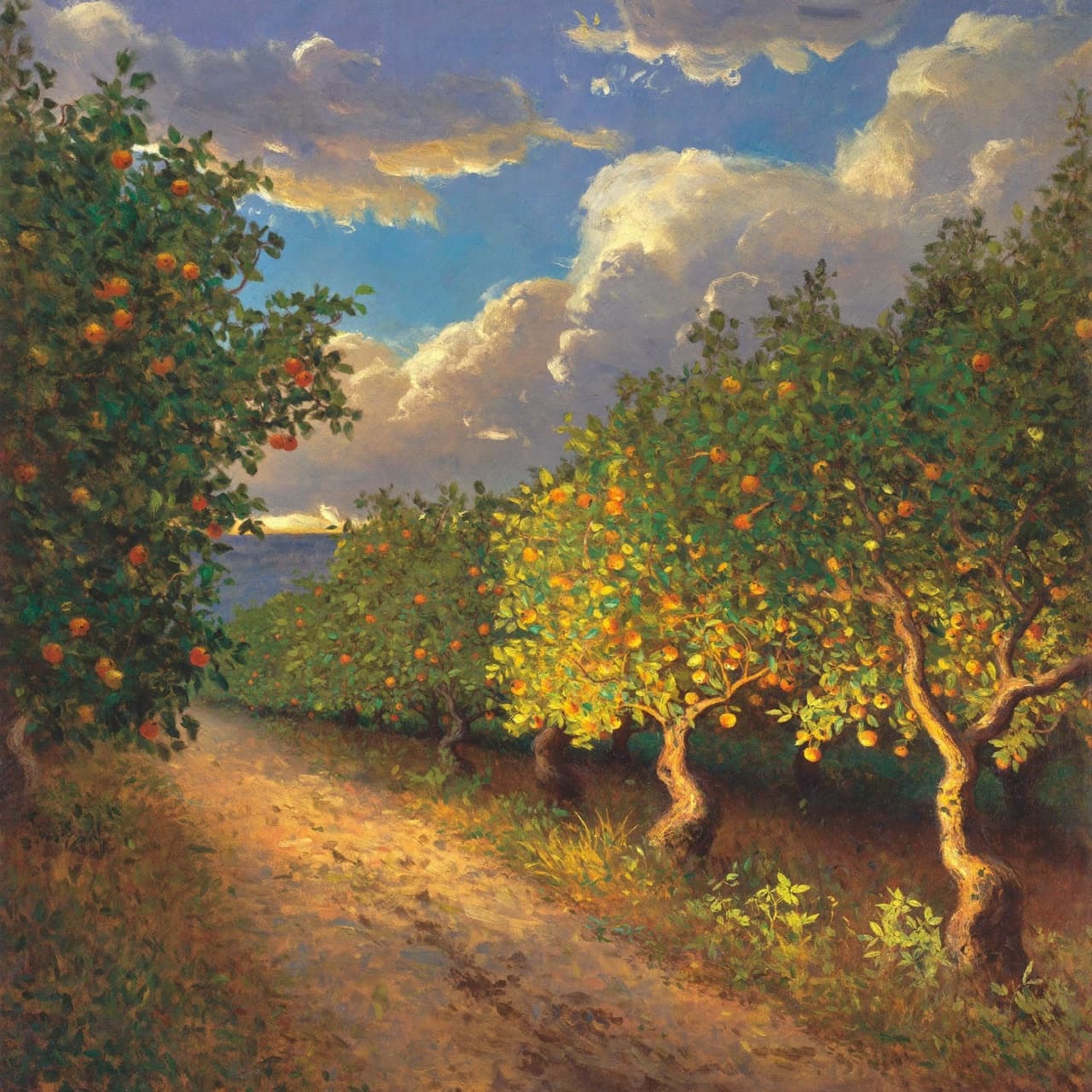 Impressionist oil painting about What Does Galatians 5 with golden light and sacred clouds
