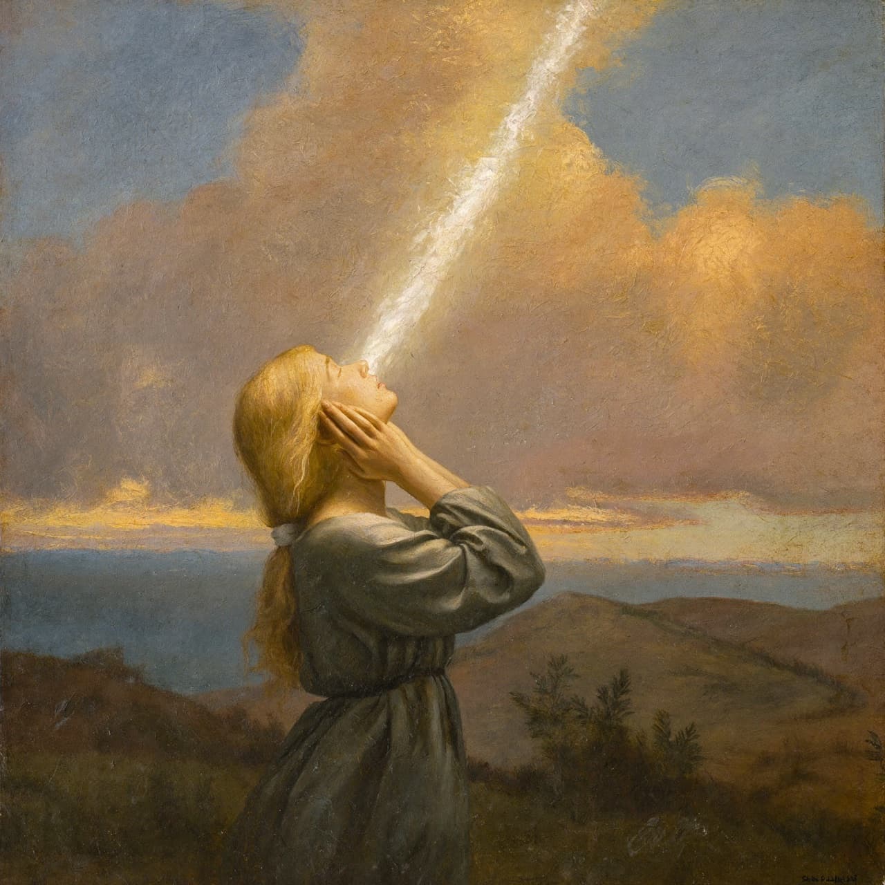 Impressionist oil painting about Luke 1:37 with golden light and sacred clouds