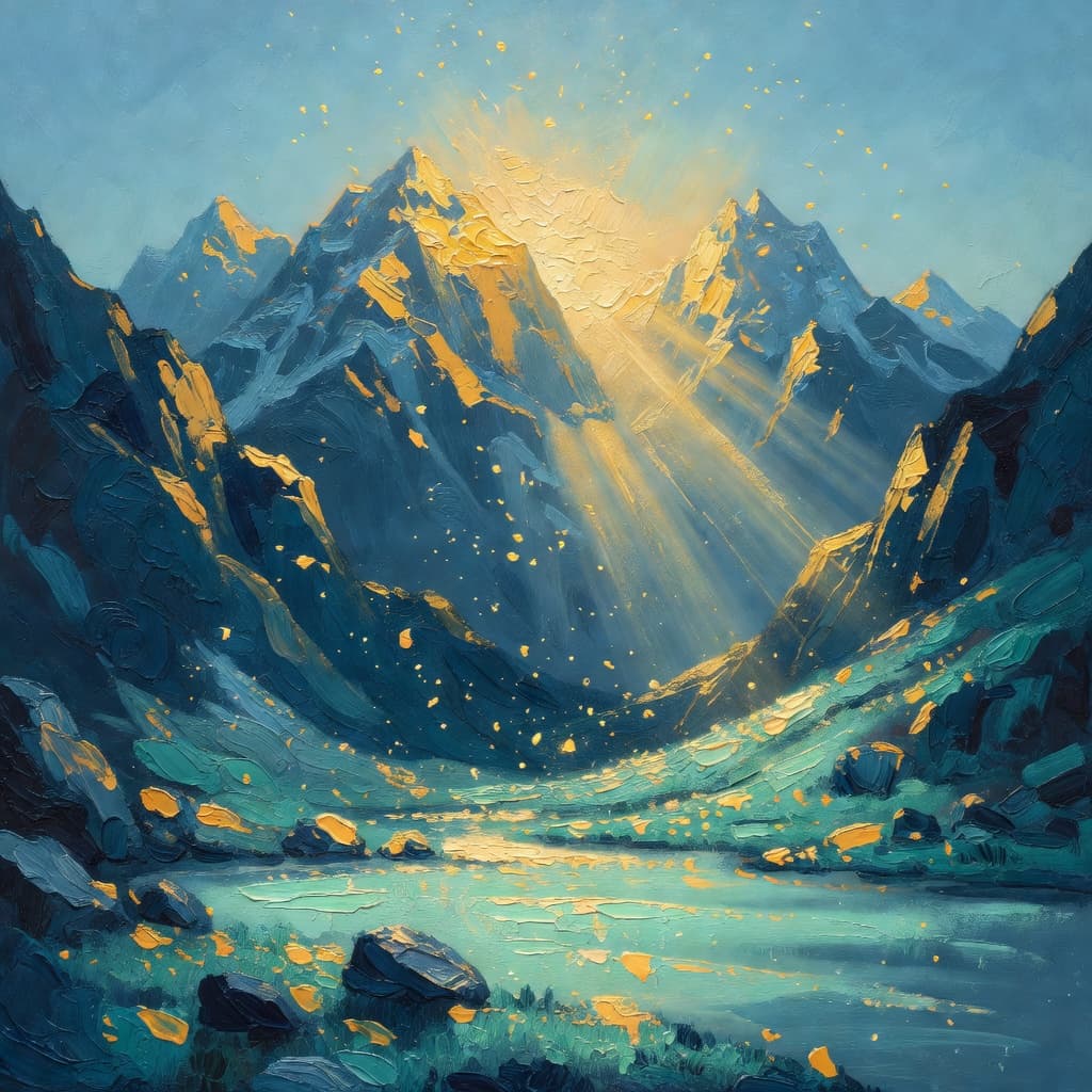 Impressionist oil painting representing the meaning of Psalm 121:1-2