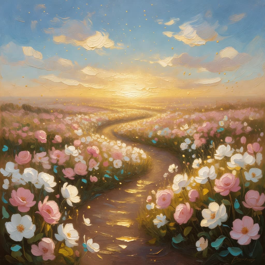 Impressionist oil painting of prayer and divine light in Sacred style