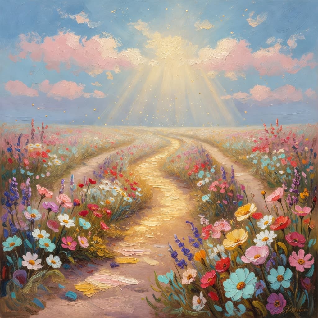 Impressionist oil painting of a sacred scene representing prayer for a wedding