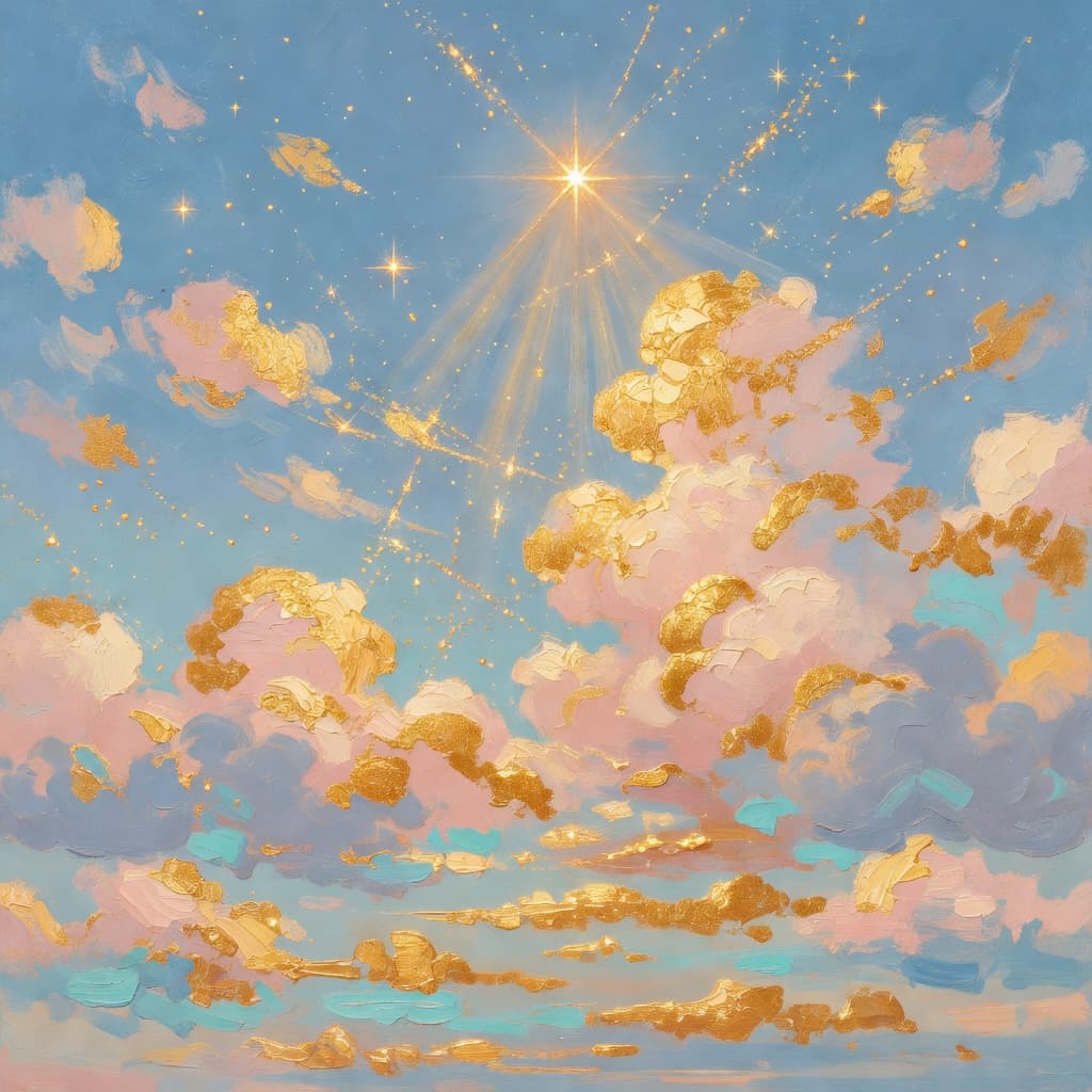 Impressionist oil painting of a sacred scene representing prayer for Christmas