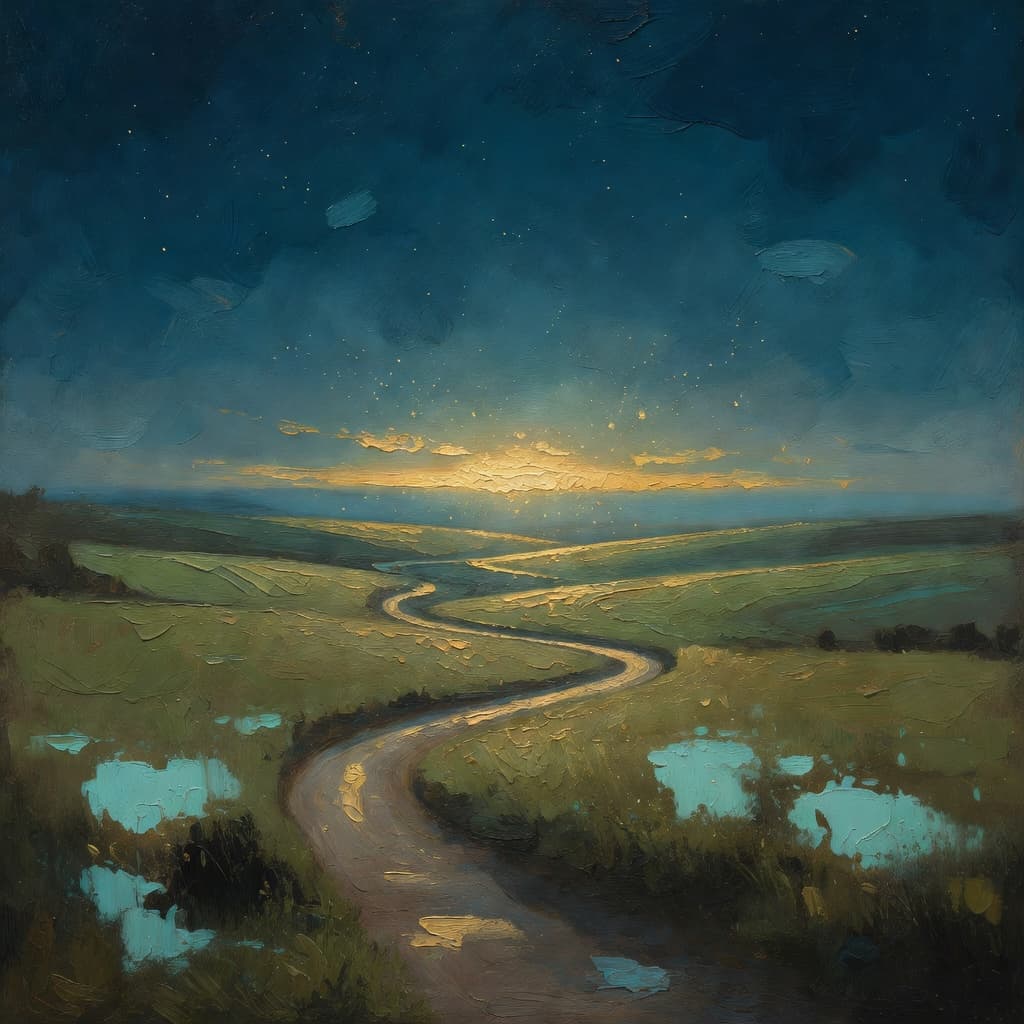 Impressionist oil painting of a sacred scene representing prayer for Quaresma