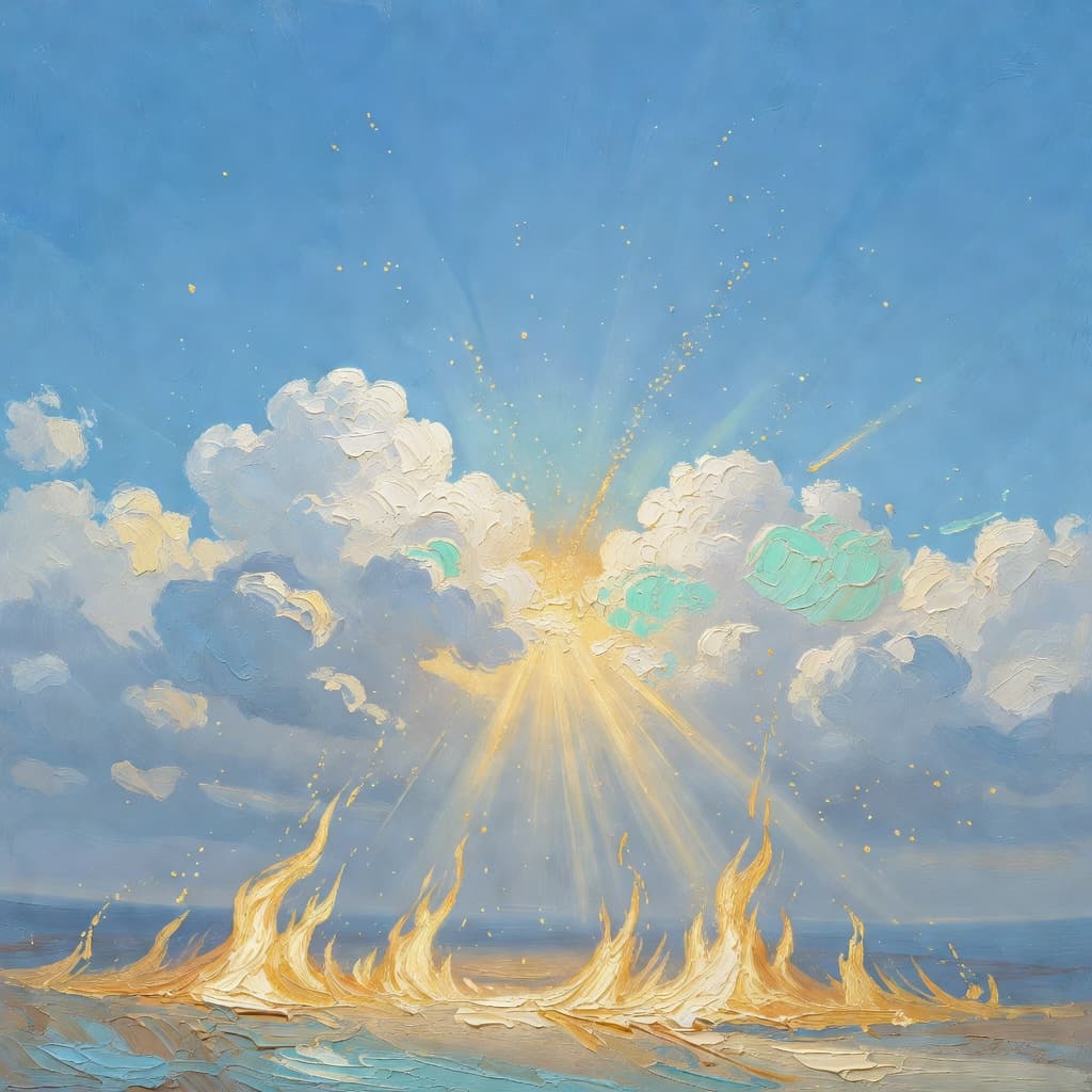 Impressionist oil painting of a sacred scene representing prayer for avivamiento