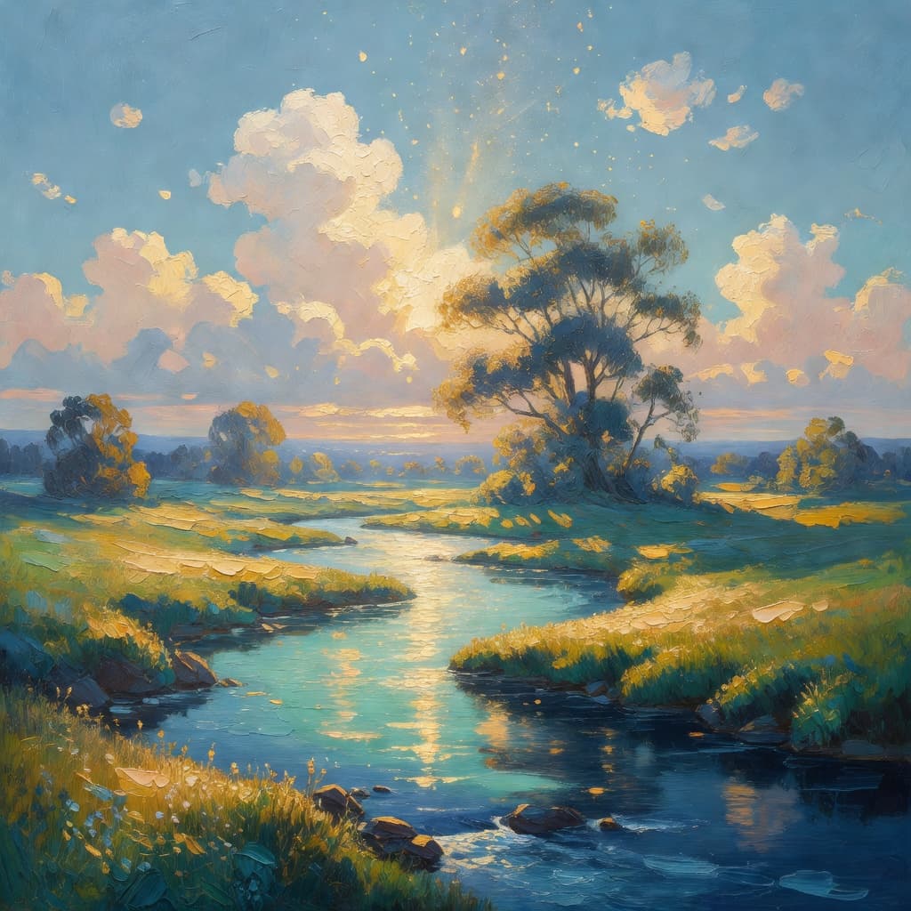 Impressionist oil painting depicting o que a biblia diz sobre o meio ambiente