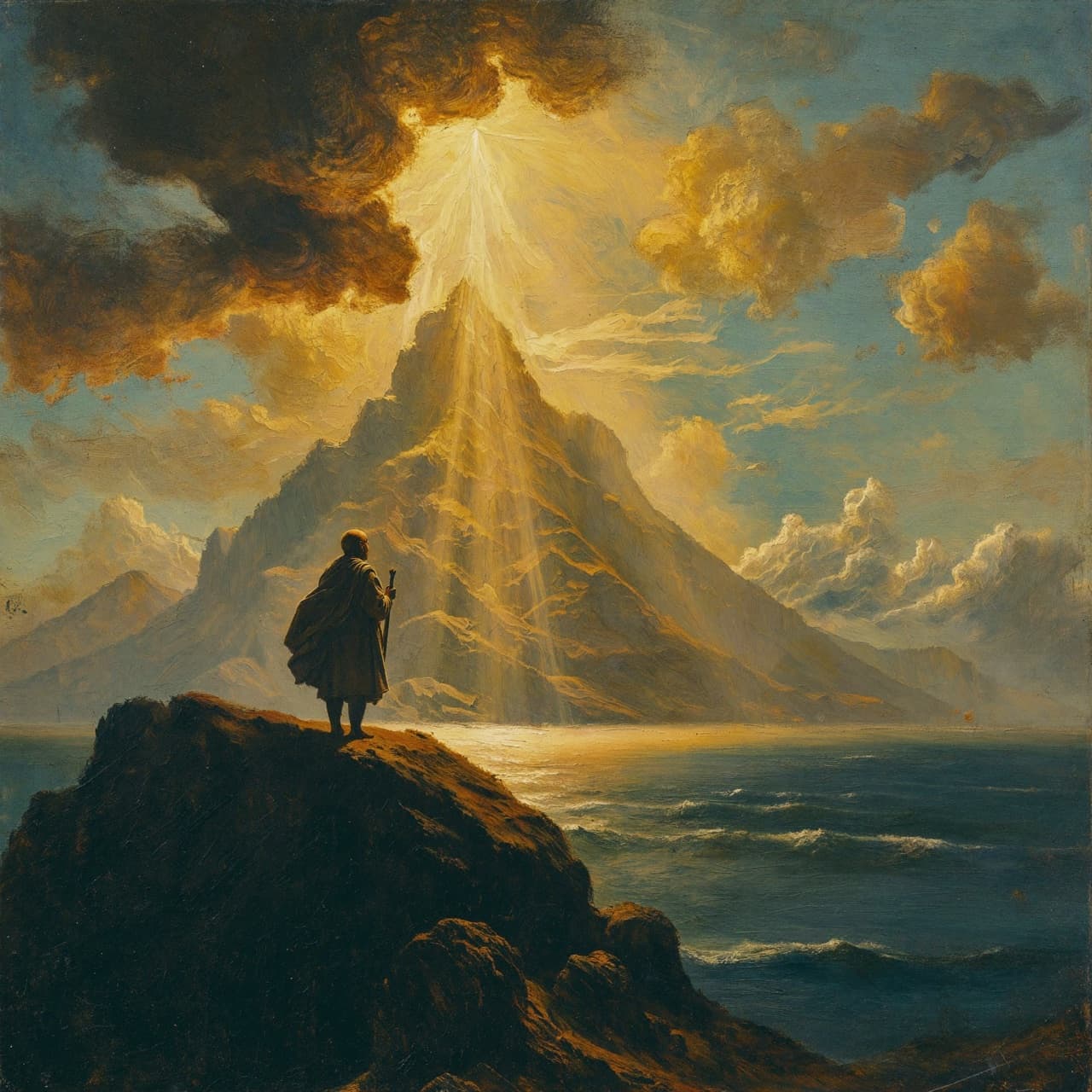 Illustration of Caleb from the Bible with a backdrop of the Promised Land