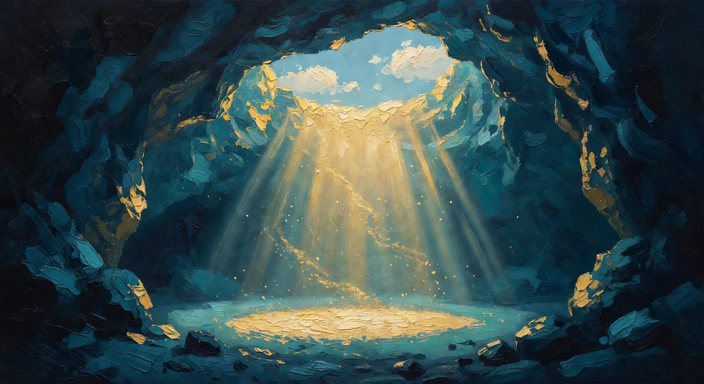 Impressionist oil painting representing the biblical story of Daniel